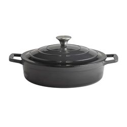 APS 88305 braadpan met deksel "5 STARS", gietijzer, geschikt voor inductie, ovenbestendig, incl. dekselhouder, Ø 28 cm, 3 liter, antraciet