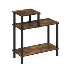 Furinno Besi - Estante Industrial Multiusos de 3 Niveles con Marco de Metal, Roble Finn