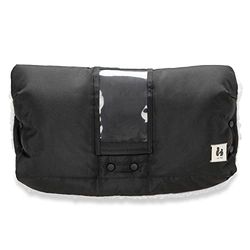 hauck Protege Main Poussette, Landau et Remorque Velo - Moufle Poussette avec Poche Téléphone Portable Écran Tactile, en Doux Polaire Peluche, Imperméable, Facile à Fixer - Noir