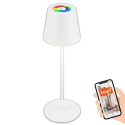 BRILONER - Lampada da tavolo a LED Smart wireless con controllo tramite app, dimmerabile, RGB+W, lampada da comodino, lampada ricaricabile, lampada da esterno, 10,5x36cm (LxA), bianco