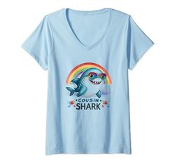 Mujer Cousin Shark Funny Shark - Camiseta familiar de tiburón a juego Camiseta Cuello V