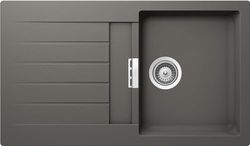 SCHOCK | Lavello Cucina Signus D100 1 Vasca con Gocciolatoio, Vasca Reversibile, Materiale Cristadur®, Silverstone, 860x500mm
