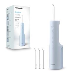 Panasonic Hydropulseur série 300 EW-DJ27-A311 - Irrigateur buccal pour dents, 200 ml, IPX7, 4 buses régulières, 5 réglages de pression, accessoire de voyage, bleu