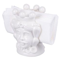 Cabeza de Moro Porta toallitas de cerámica Blanca, Sicilia