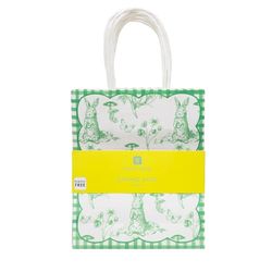 Talking Tables Papieren paascadeau Toile du Jouy Print traktatiezakjes voor eierjacht verjaardagen, vieringen, feestartikelen, schattig konijnontwerp 8 stuks, groen