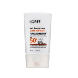 Korff 365 Protection - Ultra 100 Color Face Fluid SPF50+, mycket högt solskydd för känslig hud, 40 ml