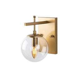 Wandlamp met plaat, transparant, metaal, goud, 15 x 20 x 15, fitting E14 max 40 W