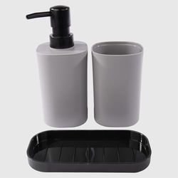 La Briantina Set de Salle de Bain 3 pièces – Distributeur de Savon, gobelet Porte-Brosse à Dents et Porte-Savon – Design Minimaliste, élégant et Polyvalent – 15 x 7,5 x 17,5 cm