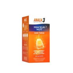 ANACA 3 - Infusion Minceur Nuit - Favorise Élimination(1) & Relaxation(2) - Facilite Le Sommeil(2) - Mélisse, Sureau, Tilleul & Verveine - Arôme Pêche - 100% Naturel - Programme 12 Jours - 24 Sachets