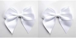 Italian Options Large Satin Ribbon Bows Self Adhesive 6-Piece Pack, 10 cm Bow Width, White (Pack of 2)