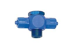 Rosca en T, tornillo hueco de aluminio giratorio, G 1/8, para manguera 6/4 mm, presión de funcionamiento 0 – 10 bar, Temp. -10 °C hasta 60 °C, POM.