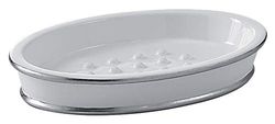 Gedy Olimpia Soap Dish, Resin, blanco-plata, 9.5 x 13.8 x 2.2