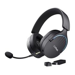 Trust Gaming GXT 491 Fayzo Casque Gaming sans Fil Bluetooth + 2.4 GHz, Son Surround 7.1, Batterie 22 Heures, Pilotes 50mm, Microphone Antibruit, Casque Gamer RGB Over-Ear PC PS5 PS4 Switch - Noir