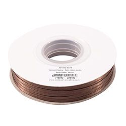 Vaessen Creative satinband, brun, 3 mm x 100 m dubbelsatinband, band, dekorband, presentband, tygband för bröllop, dop och födelsedagspresenter