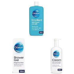 Oilatum Emollient Bath Liquid (1 x 500ml) & Shower Gel (1 x 150g) & Emollient Cream (1 x 500ml) for Eczema & Dry Skin Conditions Soothing & Hydrating Moisturizer for Sensitive, Itchy Skin