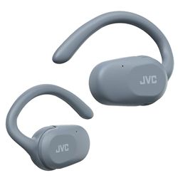 JVC Nearphones Oreilles Libres True Wireless avec Crochet pivotant, Driver néodyme 16mm, Bluetooth 5.4, Autonomie 26heures - HA-NP40T-A (Bleu)