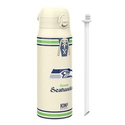 Ion8 NFL Seahawks Sports Thermal Water Bottle with Removable Straw, 750ml/24oz, Leak-proof Vacuum Insulated Drinking Bottle, Easy to Open, Secure Lock, Dishwasher Safe, Flip Cover, Metal water Bottle