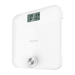 Cecotec Balance Pèse-personne avec bouton-poussoir Cecotec EcoPower 10000 Healthy White, Surface en Verre Trempé très sécurisée et capteurs de précision, Écran LCD, de 8 kg jusqu’à 180 kg
