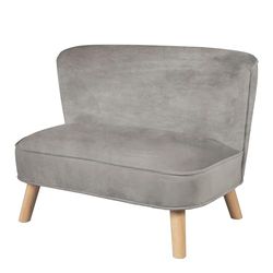 roba Divano per Bambini Lil Sofa - 2 Posti - Piedini in Legno - Tessuto in Velluto - Morbido e Soffice - Arredamento per Bambini - per la Cameretta - dai 18 Mesi - Grigio