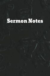 Sermon Notes: Black cover, journal notebook, wide ruled, size 6in x 9in, 100 pages