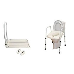 NRS Healthcare 2-in-1 Bed Rail M48192 for Support & M66625 Mowbray Toilet Seat and Frame Lite, Standard Width - Pre Assembled