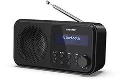 Sharp DR-P420(BK) Radio Digital portatil Tokyo Dab+, Dab y FM con RDS, BT 5.0, USB o Pilas, Mini Jack, Antena telescópica, búsqueda automática, 20+20 memorias, Hora y Fecha Auto, Alarma, Negro