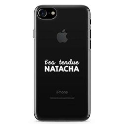 Zokko Beschermhoes voor iPhone 8, motief T'es Tendue Natacha, maat iPhone 8, zacht, transparant, witte inkt.