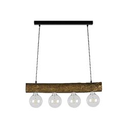 Homemania HOMBR_0303 Hanglamp, plafondlamp, hout, metaal, zwart, 70 x 8-12 x 110 cm