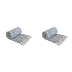 Emma Barclay Casablanca - Scandi Woven Recycled Cotton Chair Sofa Setee Bed Throw Over Blanket in Silver - 50x60 (127x152cm) (Pack of 2)