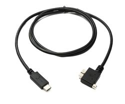 System-S Câble USB 3.0-100 cm - Micro B mâle vers fiche 3.1 Type C mâle coudée - Vis de Montage Panneau à Angle Gauche