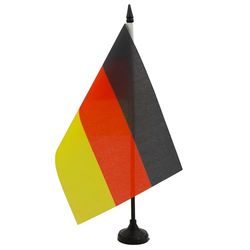 AZ FLAG - Drapeau De Table Allemagne 21x14 cm - Petit Drapeau Allemand De Bureau 100% Polyester Avec Hampe De 25cm Et Socle En Plastique Noir