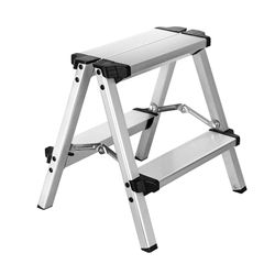Miscoos Escabeau Pliable en Aluminium 2 Marches, Petite Échelle Domestique Double Accès, Antidérapante et Stable, Charge Max 150 kg