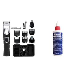 Wahl Precision 4-in-1 Hair Trimmer, Beard and Stubble Trimmers for Men, Men’s Ear and Nose Hair Trimmer, Male Grooming Set, Washable Headst & Clipper Oil, Blade Oil for Hair Clippers,118.3 ml