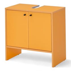 Stella Trading Kairo Mobiletto Giallo – Armadietto da Bagno con Molto Spazio, Legno ingegnerizzato, 60 x 60 x 35 cm