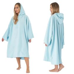 Brentfords Poncho de Toalla para Adultos, con Capucha, Grande, para baño, Surf, Playa, Absorbente, de Microfibra Seca, para Hombres y niños, de Secado rápido, Azul Cielo