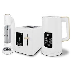 White 800W 2 Slice Toaster, 1.7L 3000W Digital Kettle, Sparkling Water and Soda Maker | Digital Control Panel with Countdown Timer, BPA-Free Auto Shut-off Electric Temperature Control Kettle