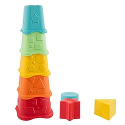 Chicco Tazze Impilabili 2in1 Eco+ Gioco Impilabile e Forme Incastri, 5 Tazze di Dimensioni Diverse e 5 Forme Colorate, Realizzato in Plastica Riciclata, Made in Italy, Giochi Educativi 6 Mesi - 3 Anni