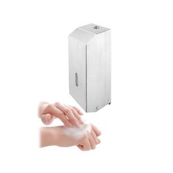 Distributeur de Savon Liquide Manuel, pour Savon à Mousse – Mural, pour salles de Bains et Cuisines, 800 ML, 12,9 x 27,1 x 11,7 cm, en Acier Inoxydable, Gris