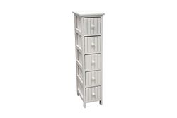 MIMBRE NATURAL CAJONERA Vertical Blanca Estrecha - 5 CAJONES-Cajonera de Madera Blanca con Cinco cajones a Rayas Verticales. (20×30×83)
