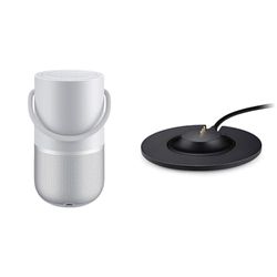 Bose Portable Smart Speaker con Controllo Vocale Alexa Integrato, Argento & Base di Ricarica per il Altoparlante Portatile per la Casa, Nero