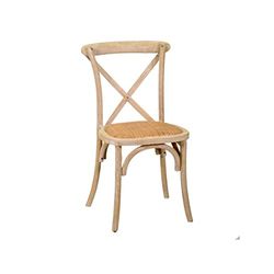 Vacchetti Giuseppe Sedia Legno Cross Naturale Seduta Intreccio Impilabile, Multicolore, Medio