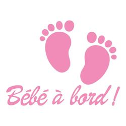 Ambiance Sticker Autocollant de Voiture Vitres Bébé à Bord Autocollant avec Petits Pieds de Bébé Rose - H20 x L15 cm