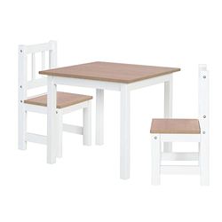 roba Ensemble Table et 2 Chaises Enfants Woody - Plateau et assises en Aspect Bois - Résistants aux Rayures - pour Filles et Garçons de 2 Ans et Plus - Blanc