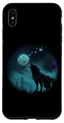 Carcasa para iPhone XS Max Lobo aullando cielo nocturno azul, luna 13