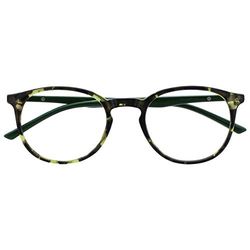 OPULIZE Met Lunettes de Lecture Monture Ronde et Mince Charnières à Ressort Anti-Rayures Écailles de Tortue Vert Hommes Femmes R60-6 +2.50