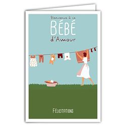 Afie 69-4335 - Tarjeta de felicitación para el nacimiento de niña con sobre para padres y madres (17 x 11,5 cm), diseño retro vintage