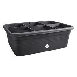 Elho Green Basics Grow Garden l - Grote Kweekbak - Moestuinbak met vakverdelers - 100% Gerecycled Plastic - 80x27x57 cm - Living Black