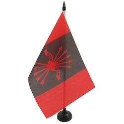 AZ FLAG - Drapeau De Table Phalange espagnole 21x14 cm - Petit Drapeau Des Phalangistes De Bureau 100% Polyester Avec Hampe De 25cm Et Socle En Plastique Noir