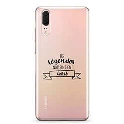 Zokko fodral Huawei P20 "The Legends Are Born In April" - mjukt genomskinligt bläck svart