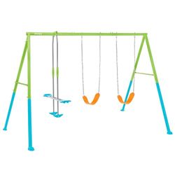 Intex, Columpio Doble, Estructura Metal, con balancín Doble Plaza, Regulable en Altura, hasta 192 kg Seguro y Resistente, Columpios para niños 3-10 años, Juegos Exterior, Certificado CE (59001)